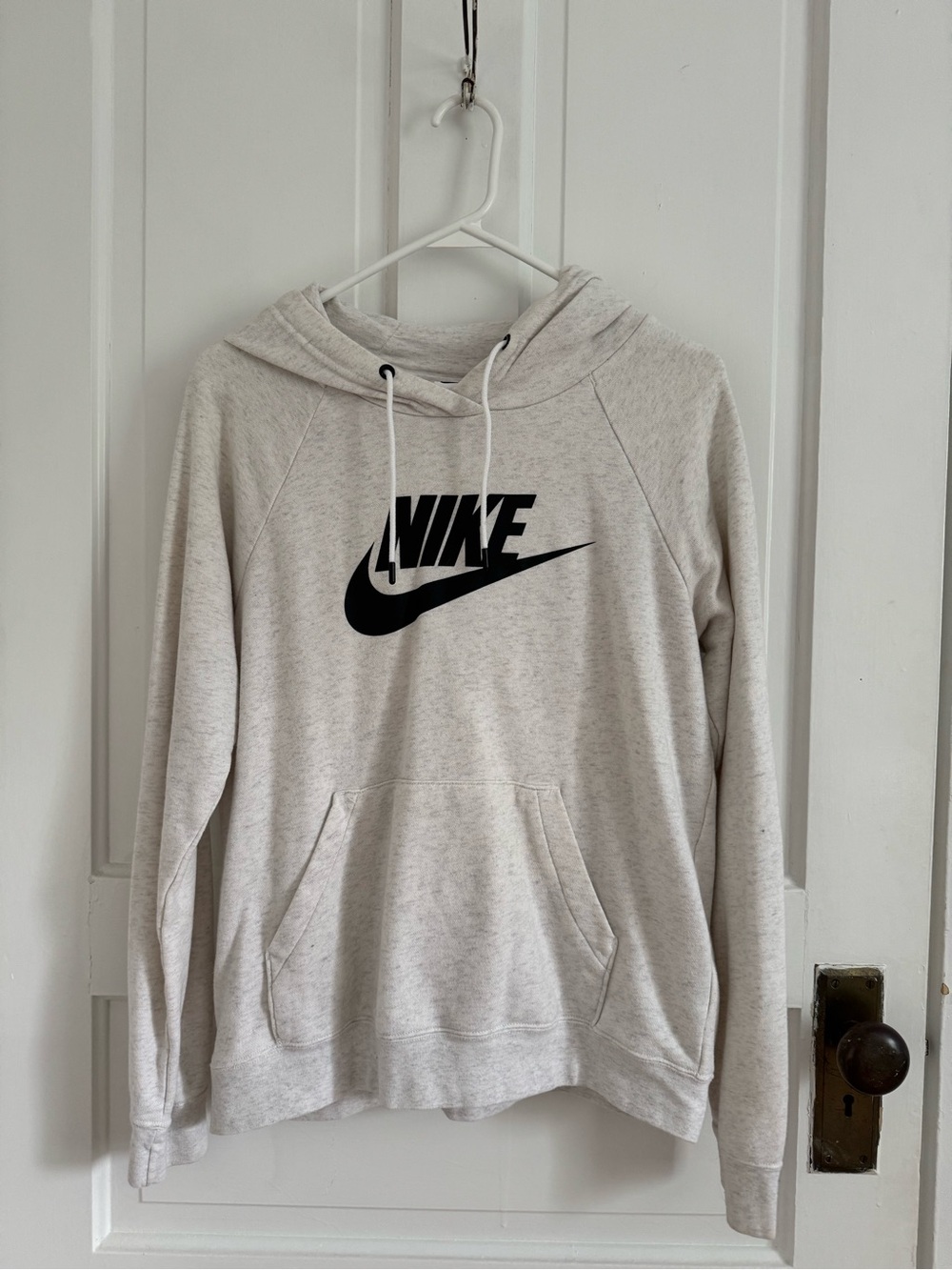 Nike Women’s Light Heather Gray Hoodie with Black Swoosh